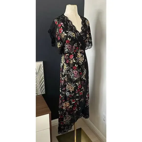 Alice Olivia Adele Full Wrap Floral Lace Midi Dress - Picture 6 of 16